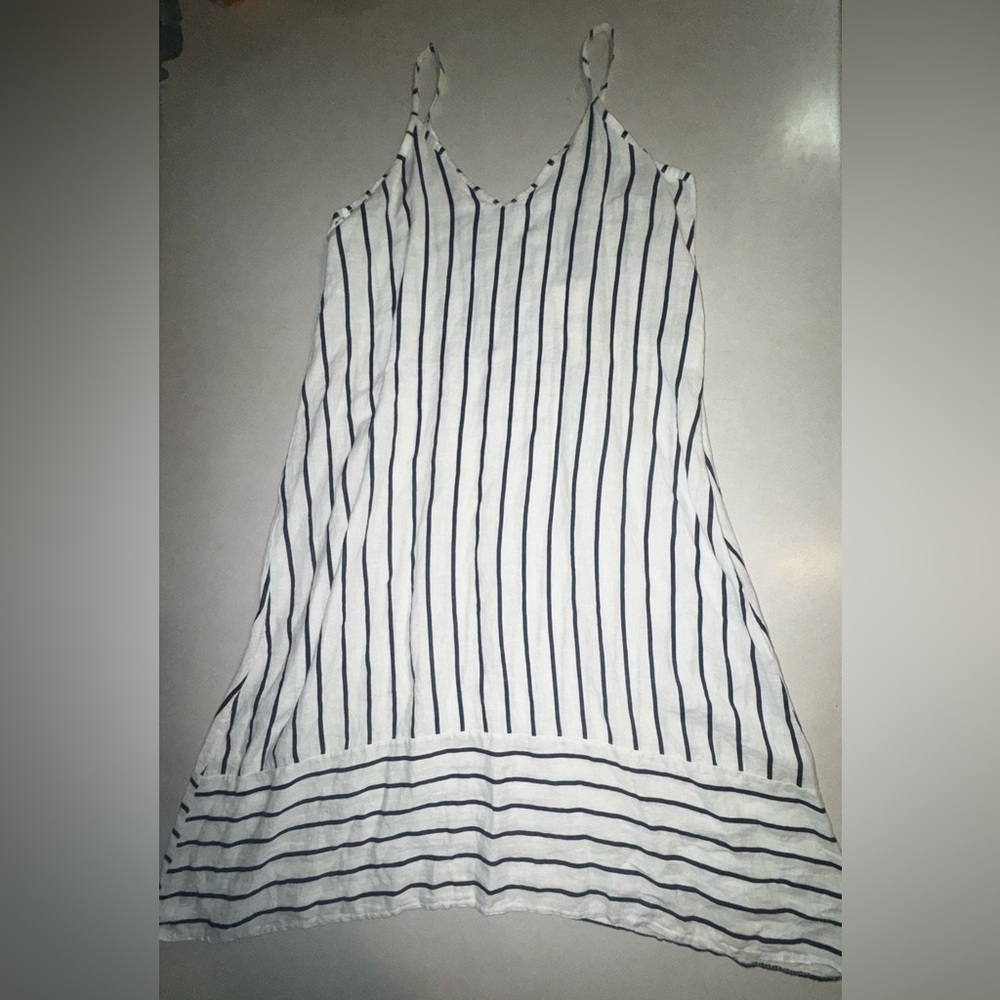 NWT Terzo Millennio 100% Linen Dress Medium M Striped Handkerchief Vacation
